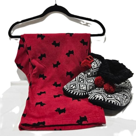 CROFT & BARROW RED W BLACK SCOTTIE DOG FLEECE PULL ON PANTS  XXL - Picture 6 of 6